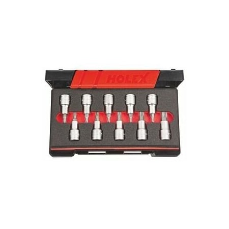 Holex Torx Bit Socket Set, 1/2 inch Dr, 10 Pc, TX20 - TX60, 639528 10 639528 10